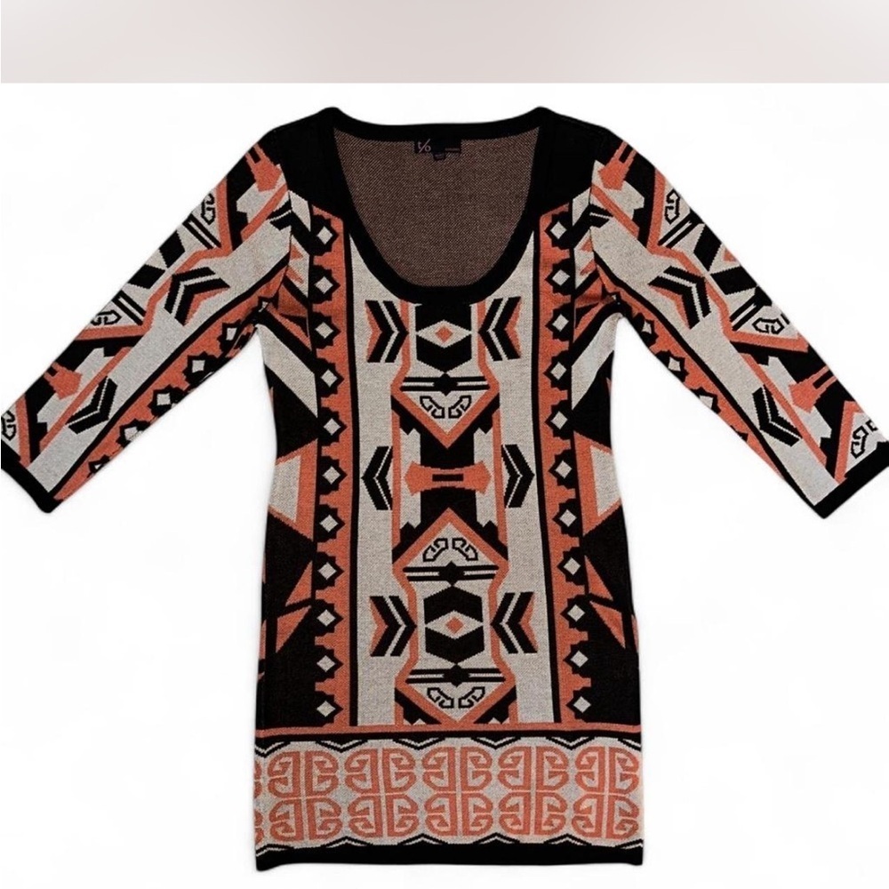 Takeout Knit Geometric Mini Dress